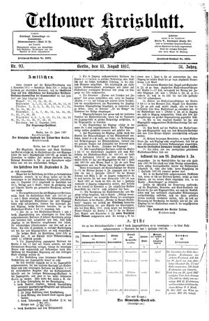 Teltower Kreisblatt on Aug 13, 1887