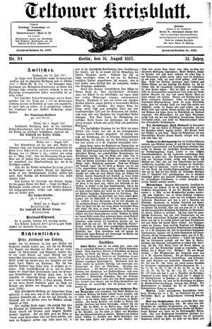 Teltower Kreisblatt on Aug 16, 1887
