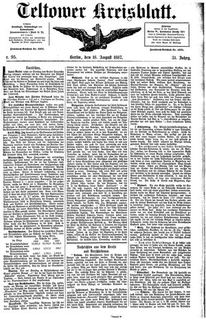 Teltower Kreisblatt vom 18.08.1887
