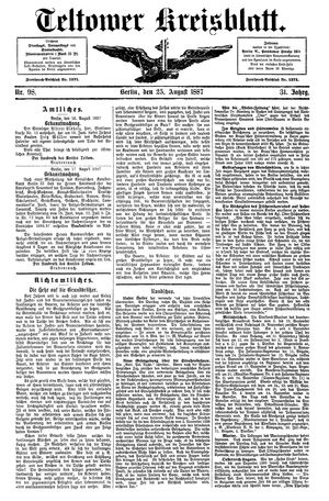 Teltower Kreisblatt on Aug 25, 1887