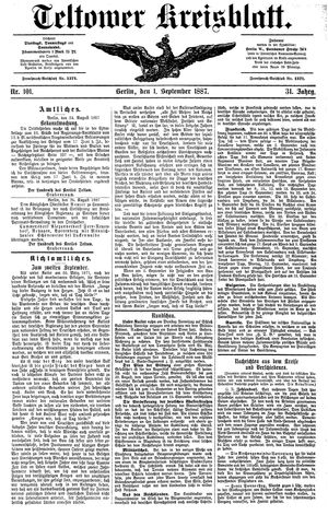 Teltower Kreisblatt vom 01.09.1887