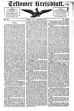 Teltower Kreisblatt vom 03.09.1887