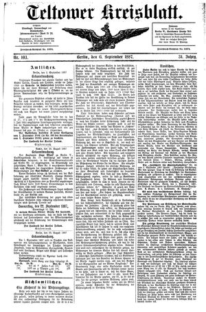 Teltower Kreisblatt vom 06.09.1887