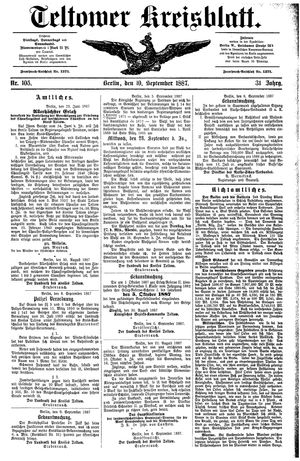 Teltower Kreisblatt vom 10.09.1887