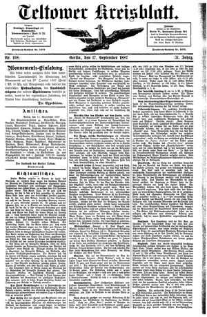 Teltower Kreisblatt vom 17.09.1887