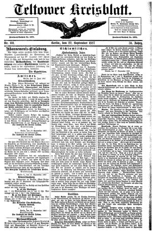 Teltower Kreisblatt vom 22.09.1887