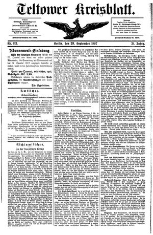 Teltower Kreisblatt vom 29.09.1887