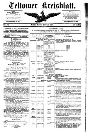 Teltower Kreisblatt vom 11.10.1887
