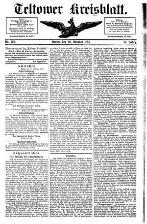 Teltower Kreisblatt vom 20.10.1887
