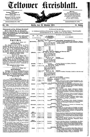 Teltower Kreisblatt vom 29.10.1887