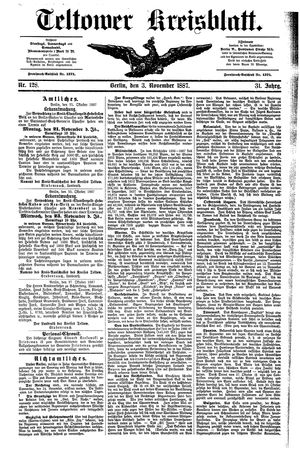 Teltower Kreisblatt on Nov 3, 1887