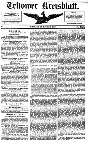 Teltower Kreisblatt on Nov 12, 1887