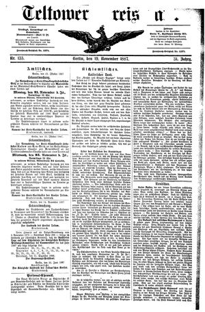 Teltower Kreisblatt vom 19.11.1887