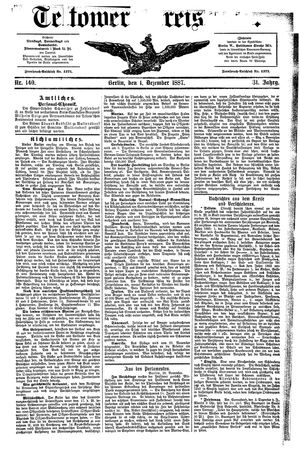 Teltower Kreisblatt vom 01.12.1887