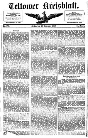 Teltower Kreisblatt vom 13.12.1887
