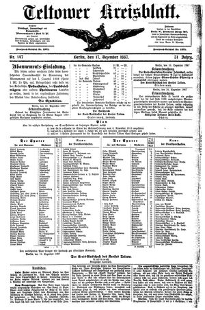 Teltower Kreisblatt vom 17.12.1887