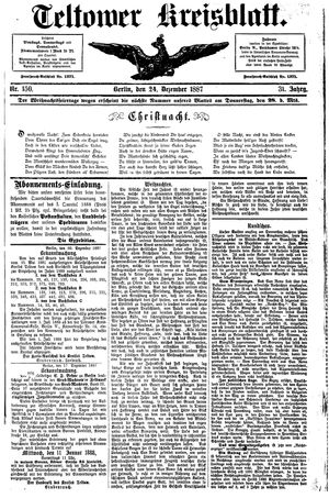 Teltower Kreisblatt on Dec 24, 1887