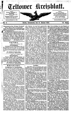 Teltower Kreisblatt vom 21.01.1888