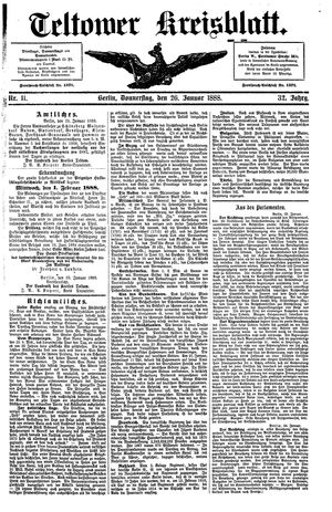 Teltower Kreisblatt vom 26.01.1888