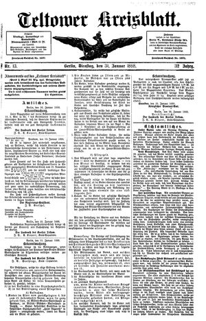 Teltower Kreisblatt vom 31.01.1888