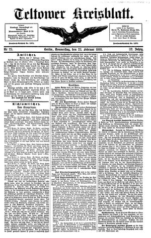 Teltower Kreisblatt on Feb 23, 1888