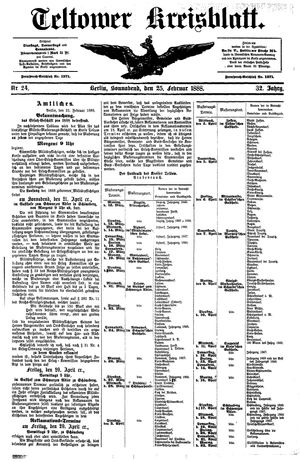 Teltower Kreisblatt vom 25.02.1888