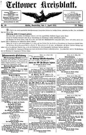 Teltower Kreisblatt vom 05.04.1888