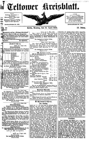 Teltower Kreisblatt on Apr 10, 1888