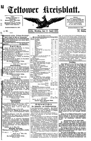 Teltower Kreisblatt vom 17.04.1888