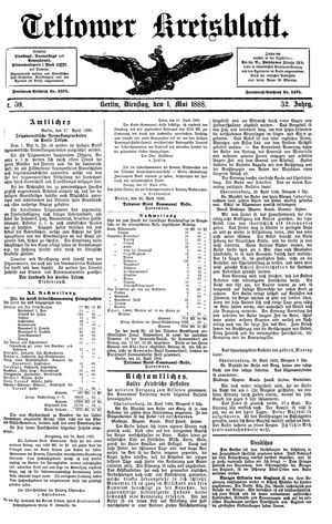 Teltower Kreisblatt on May 1, 1888