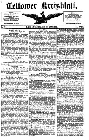 Teltower Kreisblatt vom 10.05.1888