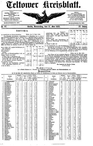 Teltower Kreisblatt on May 31, 1888