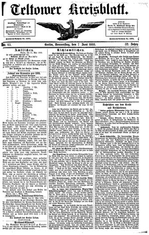 Teltower Kreisblatt vom 07.06.1888