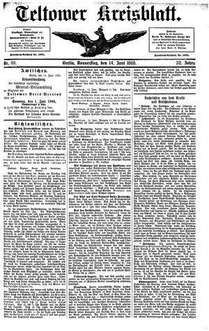 Teltower Kreisblatt vom 14.06.1888