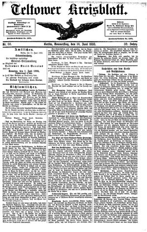 Teltower Kreisblatt vom 14.06.1888