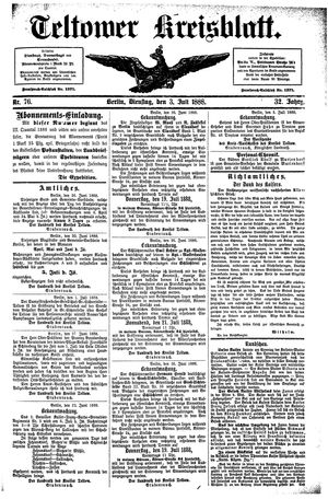 Teltower Kreisblatt vom 03.07.1888