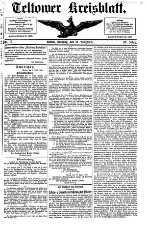 Teltower Kreisblatt vom 10.07.1888