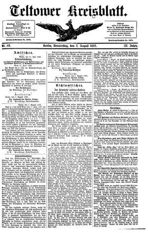 Teltower Kreisblatt on Aug 2, 1888