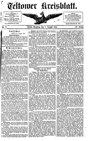 Teltower Kreisblatt vom 07.08.1888