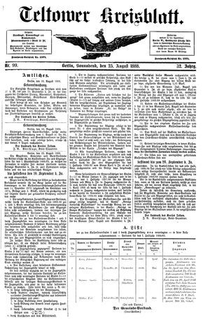 Teltower Kreisblatt vom 25.08.1888