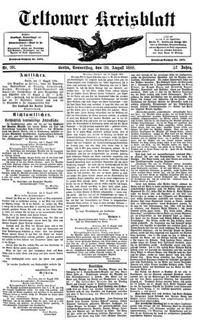 Teltower Kreisblatt vom 30.08.1888