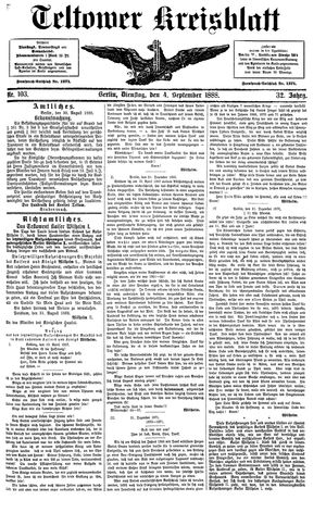 Teltower Kreisblatt on Sep 4, 1888