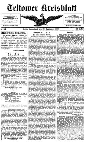 Teltower Kreisblatt vom 29.09.1888