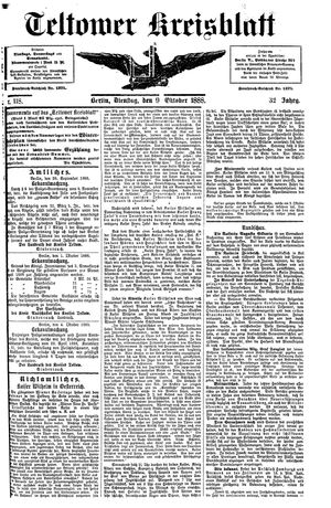 Teltower Kreisblatt vom 09.10.1888