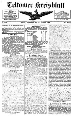 Teltower Kreisblatt on Oct 13, 1888