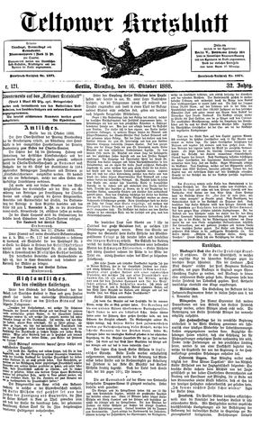Teltower Kreisblatt on Oct 16, 1888