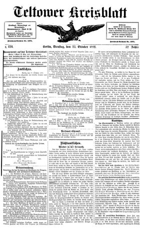 Teltower Kreisblatt on Oct 23, 1888