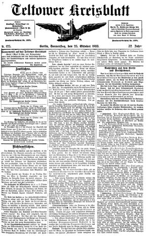 Teltower Kreisblatt vom 25.10.1888