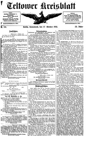 Teltower Kreisblatt vom 27.10.1888