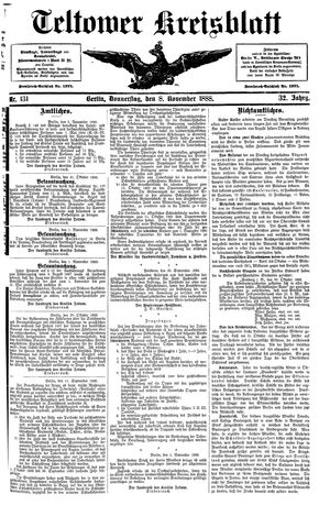 Teltower Kreisblatt vom 08.11.1888